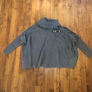 NWT Calvin Klein Gray Turtleneck Poncho Size S/M